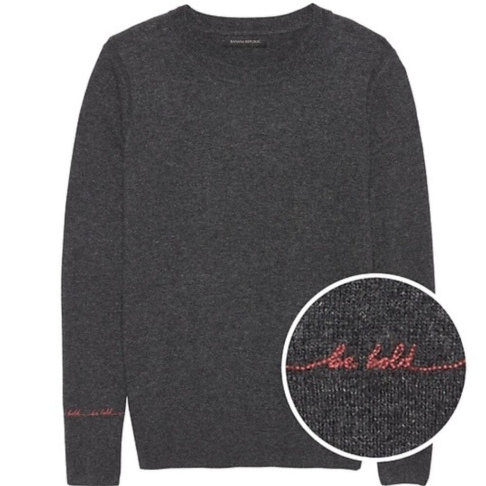 BANANA REPUBLIC "Be Bold" Charcoal Merino Wool Sweater, size S